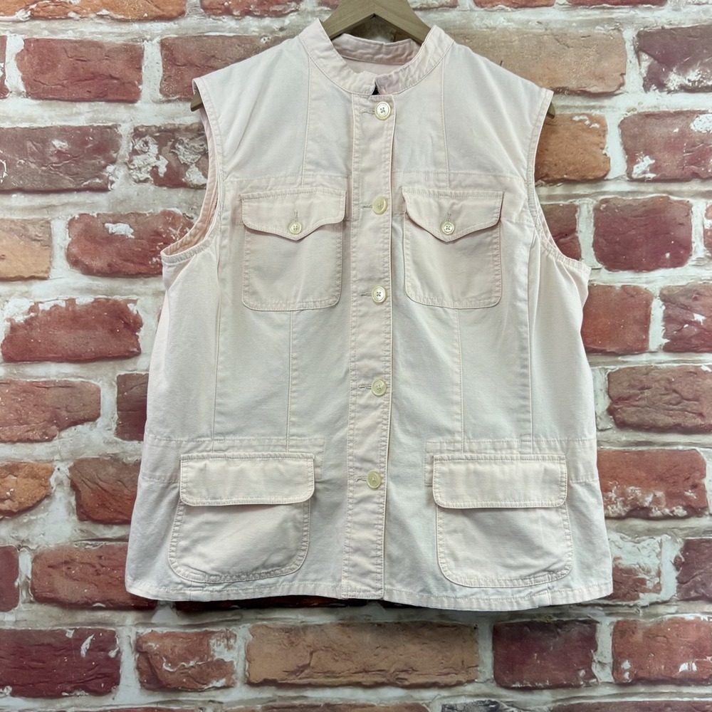 Ralph Lauren Vest Womens 1X Pale Pink Linen Blend Utility Cargo Casual Jacket